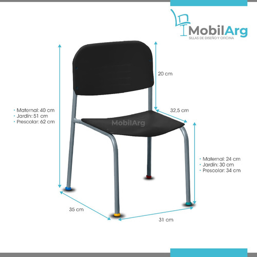 Imagen 4 de 8 de Silla Infantil Para Niños Jardin Prescolar Maternal Piccolo