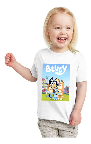 Remera Niño Niña Personalizada Bluey Cartoon Divertido