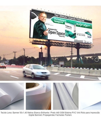 Lona Banner 31x2,5 Mts 440gsm Bobina Preto / Branco Brilho