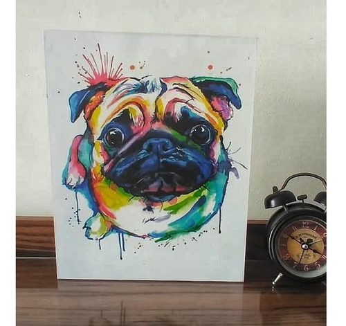 Imagem 4 de 4 de Quadro Cachorro Colorido Pug