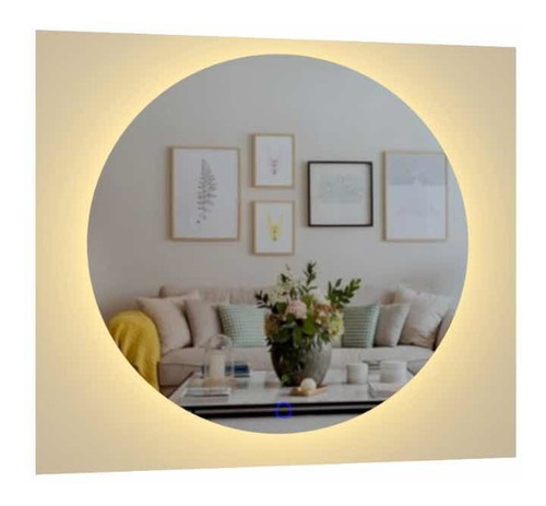 Espejo Circular 70cm Canto Pulido Luz Led Touch 3 Nivel Luz 