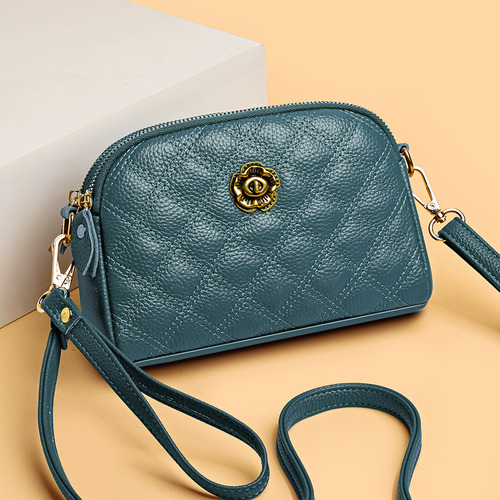 Bolso Bandolera Con Rombos De Moda En Piel Auténtica.