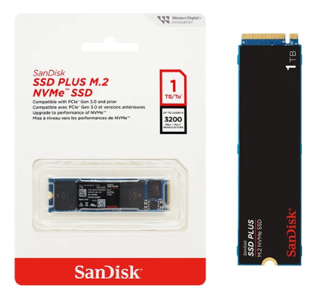 Disco Duro Ssd Interno Sandisk Plus M.2 Nvme 1 Tb Gen 3.0 Negro