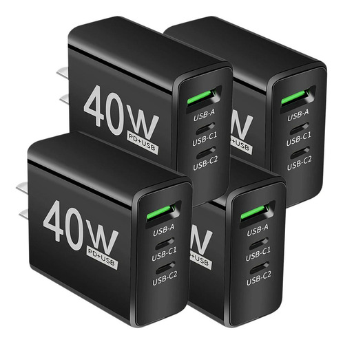 Eficaces Adaptadores De Carga Usb, Mxcga-004, 4 Pzas, 3 Puer Color Negro