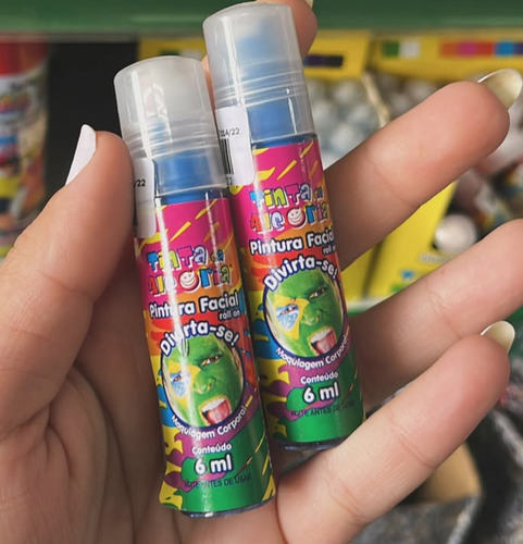 01 Pintura Facial E Corporal Tinta Da Alegria Roll On 6ml Cor Amarelo