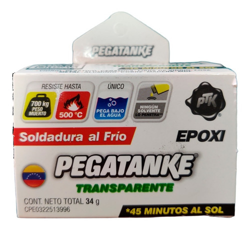 Pegatanke Epoxi Transparente 34g Seca 45 Minutos