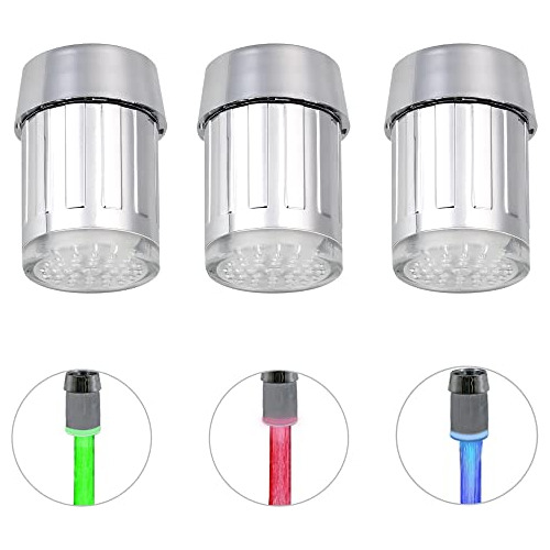 Juego De 3 Luces Led De Grifo De Agua Sensibles Tempera...