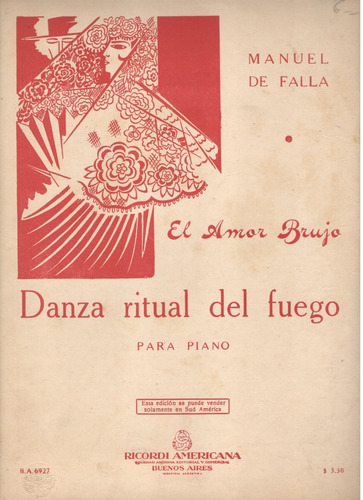 Partitura Del Tema Danza Ritual Del Fuego De Manuel De Falla (Usado)