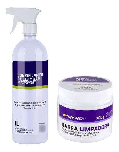 Kit Clay Bar Claybar 300g E Lubrificante 1l Finisher