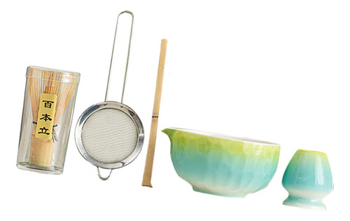 5pcs Matcha Set, , Japonés, Utensilios Artesanales Azul