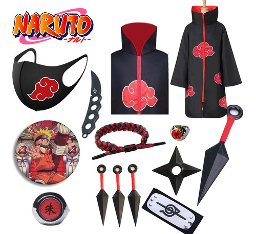 Collar De Bandana Akatsuki Con Traje De Naruto, Anillo Uchih