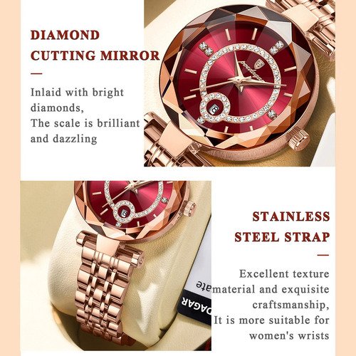 Reloj De Cuarzo Elegante De Lujo Con Diamantes Para Mujer