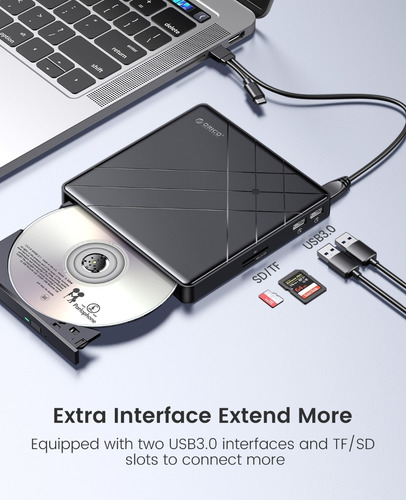 Lector Y Quemador De Cd/dvd Externo Con 2 Usb 3.0+tf+sd