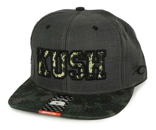 Boné Aba Reta Clonado Snapback Cinza Escuro Com Verde Kush