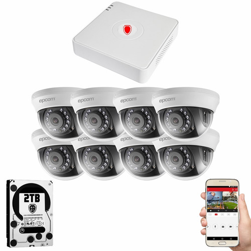 Kit Cctv Circuito Cerrado 8 Camaras Vigilancia Epcom Dh 2tb
