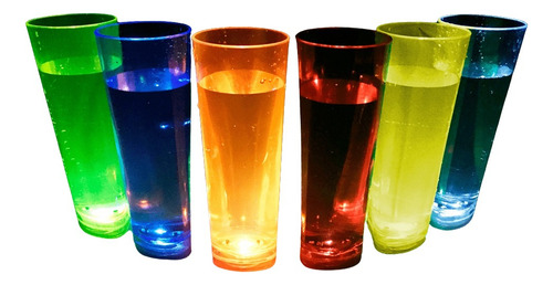 12 Copo Pisca Led Long Drink Neon Festa Balada Glow