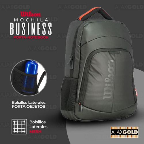Imagen 6 de 10 de Mochila Porta Notebook 17 Wilson Urbana Reforzada Deportes