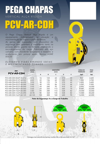 Pega Chapa Vertical Alça Rigida Chapa 25a90 Mm Até 12ton
