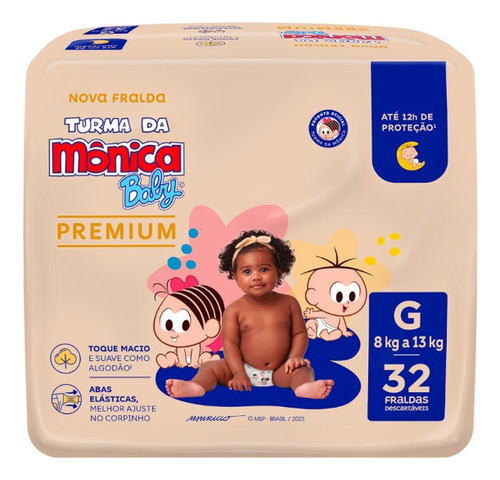 Fralda Turma Da Mônica Baby Premium Econômica G - 32 Unid Gênero Sem gênero Tamanho Grande (G)