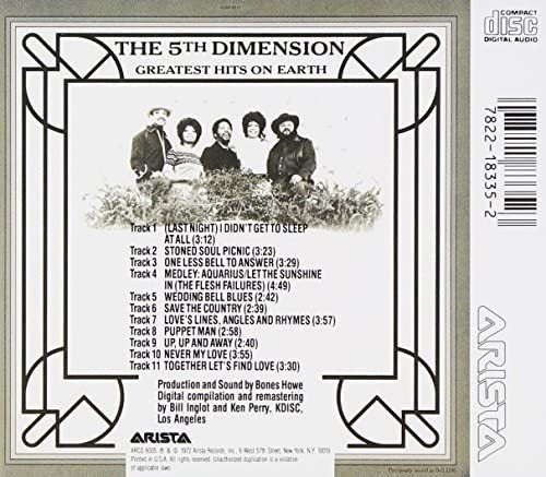 Cd Greatest Hits On Earth - The Fifth Dimension