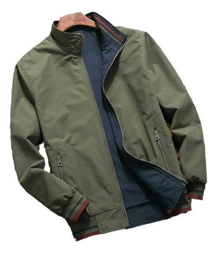 Jaqueta Casual Masculina Reversível Com Gola Alta