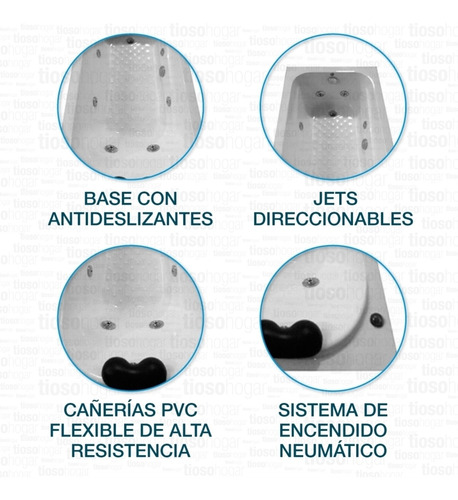 Imagen 5 de 10 de Hidromasaje Jacuzzi Bh150l 8 Jets Acrilico Piazza 150x70