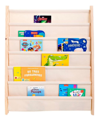 Rack Para Livros Mini Infantil, Standbook Montessoriano Crú 