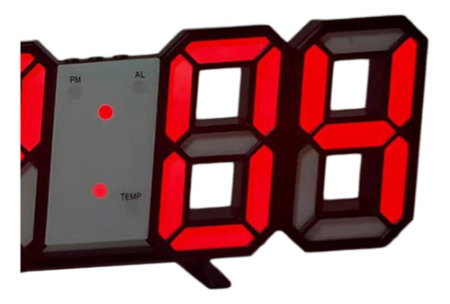 Relógio De Mesa Despertador Digital Grande Preto E Vermelho
