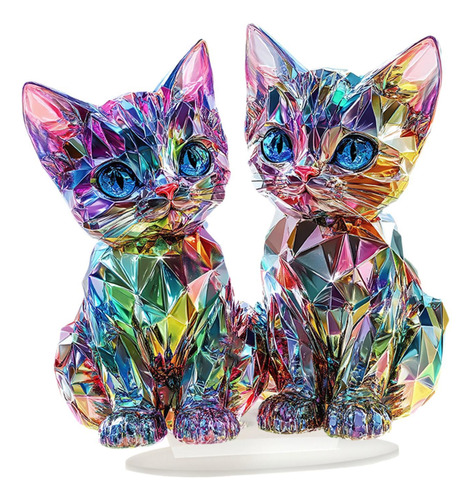 Acrílico 2d Flat Kitten Ornament Decorativo Con Decoración