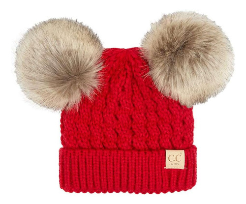 Gorro Grueso Y Elástico Con Pompón Para Niños De 2 A 5 Años