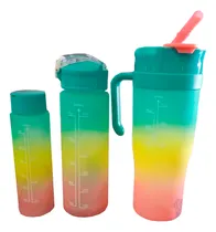 Comprar Set De 3 Botellas De Figuras 2d Verde Y+gift Miniagenda