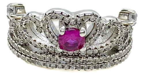 Anillo Corona Princesa Cristales Plata 925 T:17 