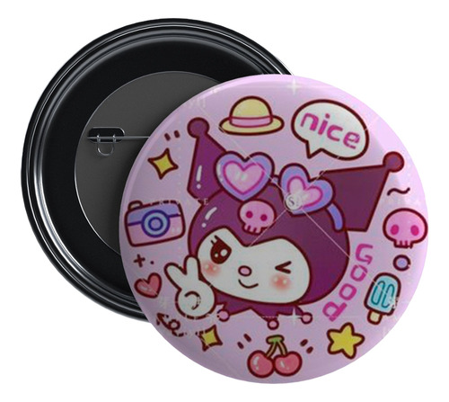 X6 Pines Prendedores De Sanrio Kitty Kuromi 25mm - Surtidos Rosa Sanrio