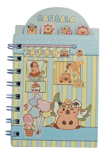 Libreta Capibara 15 X 9 Cms Separadores Kawaii Mini
