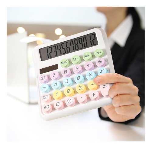 Calculadora Multicolor Numeros Grandes 12 Digitos Cod777 Blanco