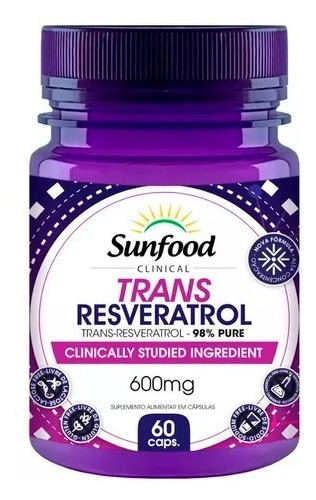 Trans Resveratrol 98% Puro 60 Capsulas 600mg Sunfood