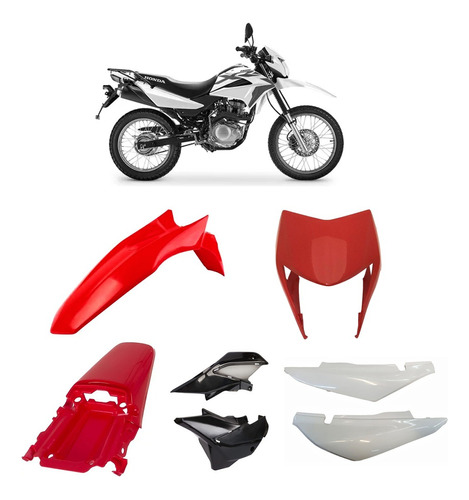 Kit Plasticos Xr 150 Protork Negro Blanco Rojo