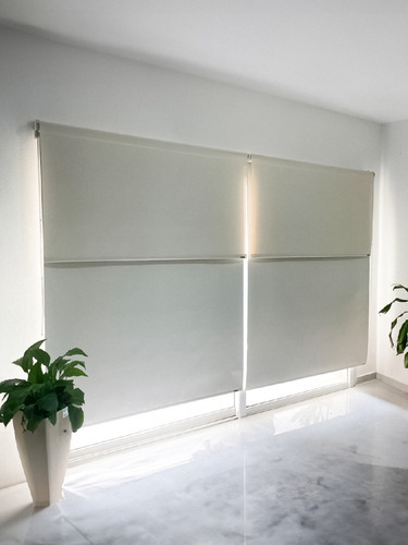 Cortina Roller Doble Blackout-sunscreen 6% 120x120cm Dbsu1 Blanco
