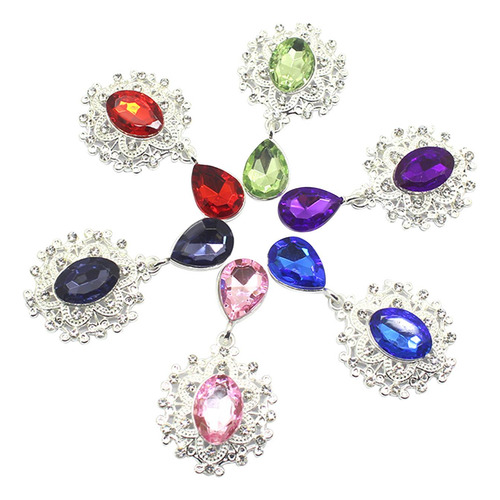 10 Botones Colgantes De Broche De Diamantes De Imitación De