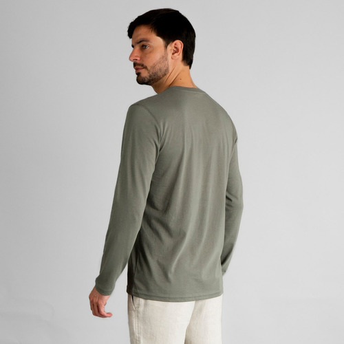 Polo Henley 100% Algodón Pima Cuello Con Botones Manga Larga