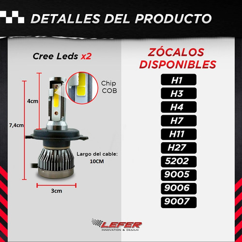 Imagen 3 de 10 de Cree Led Kit Mini M4 Led Cob H4 Alta Y Baja 24.000 Lm