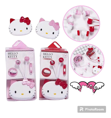 Audífonos Manos Libres Hello Kitty Con Estuche 