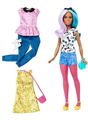 Muñeca Barbie Fashionista Petite Con 2 Conjuntos Adicionales