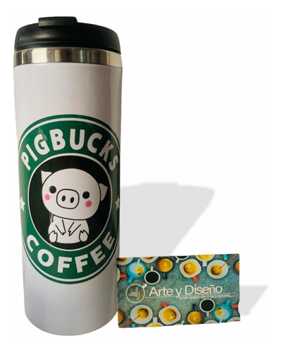 Termo De Puerquito Tipo Starbucks Coffee Color Blanco