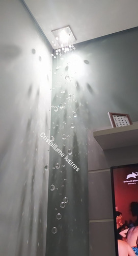Pendente Cristal Legítimo P/ Cabeceira Lavabo + Led + Estrutura 150cm Led Branco 110v/220v