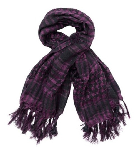 Pañuelo Bufanda Diseño Cuadros Bicolor Morado Negro / Dco