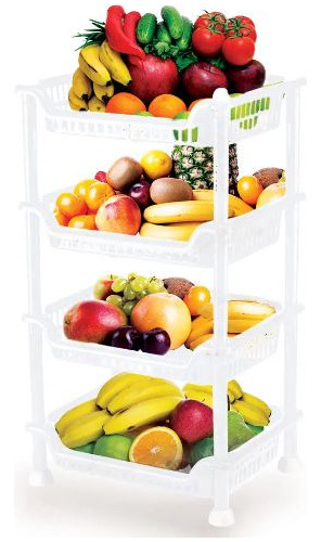 Organizador Multiuso Prateleiras Fruteira 4 Andares Nitron Cor Branco