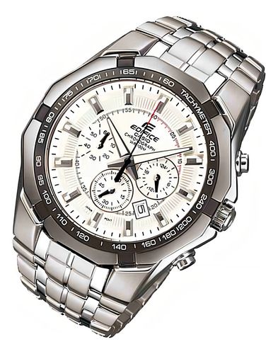 Relógio Casio Edifice Cronógrafo Ef-540d-7av Correia Prateado Bisel Prateado Fundo Branco