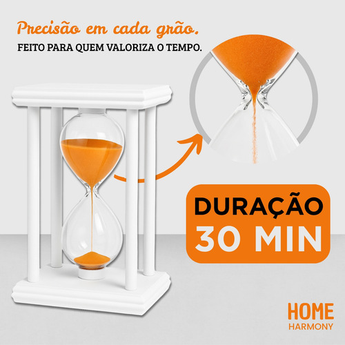 Ampulheta Decorativa Retrô 30 Minutos Suporte Madeira Branca