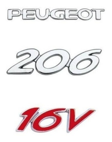 Juego Emblemas Insignias Peugeot + 206 + 16v